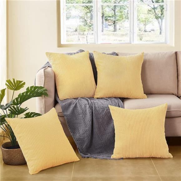 4Pcs Throw Pillow Covers 18x18Corduroy Cushion Case Decorative Square Pillowcase - Picture 1 of 7